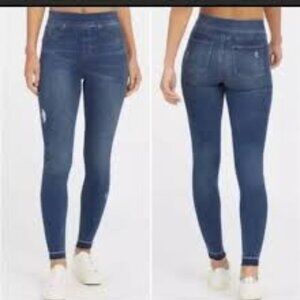 Spanx Distressed High Rise Pull On Skinny Jean Raw Hem Size XS